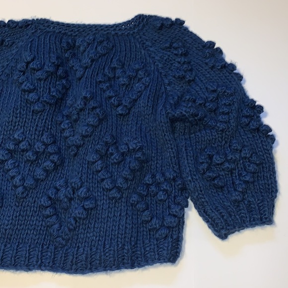 Hayden Los Angeles Blue Heart Pattern Chunky Knit Cardigan - Women’s Size Medium - Picture 5 of 7